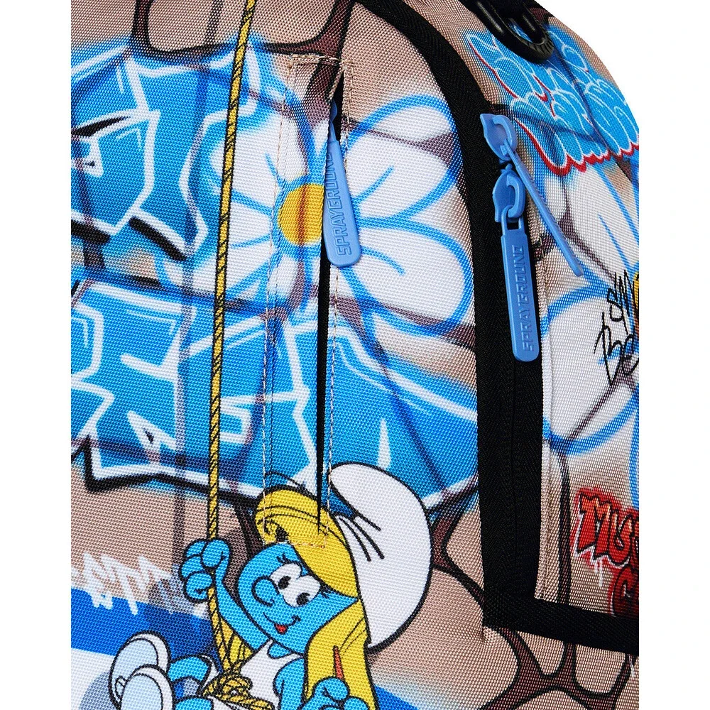 Sprayground Smurfs Big Mural Backpack Unisex Blue Graphic Shoulder Strap SPR379